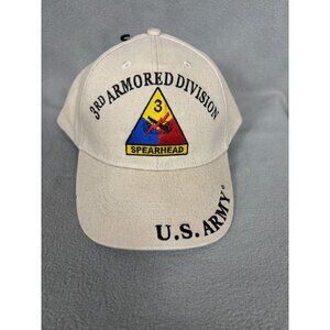 3rd Armored Division Spearhead U.S. Army Beige Adjustable Cotton Cap OS NWT
